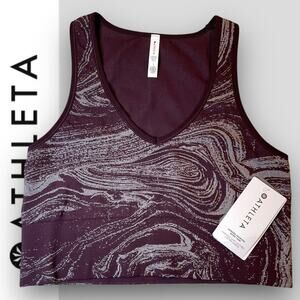 ATHLETA AURORA SEAMLESS SHINE TANK - PURPLE SILVER - XL